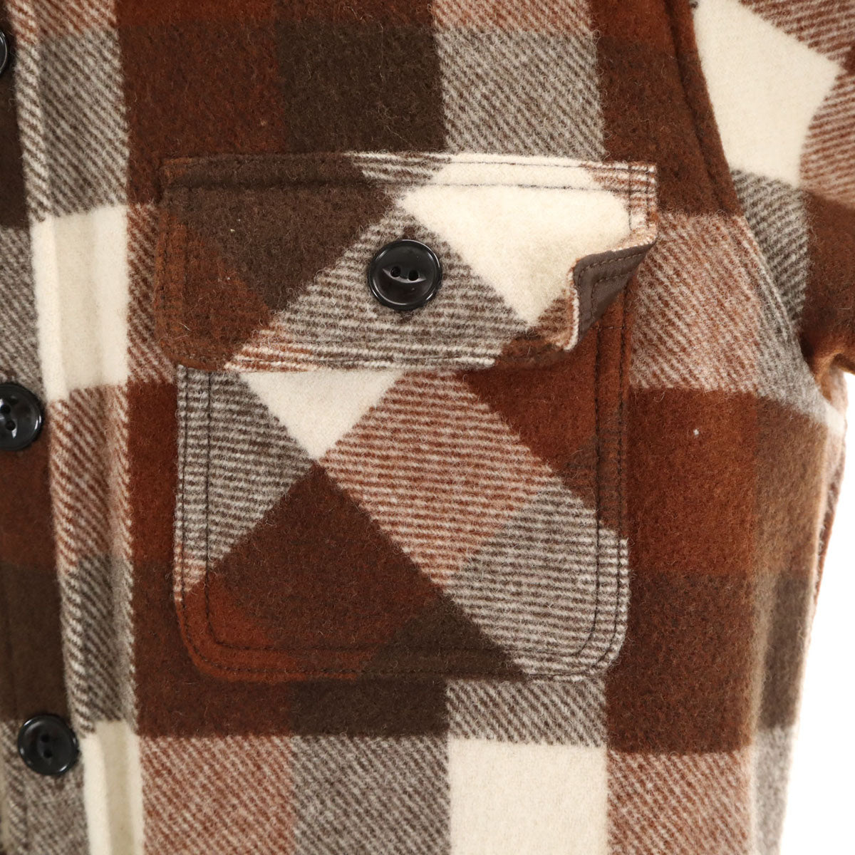 A BATHING APE アベイシングエイプ 日本製 チェック柄 長袖 ウールシャツ S ブラウン エルボーパッチ メンズ
