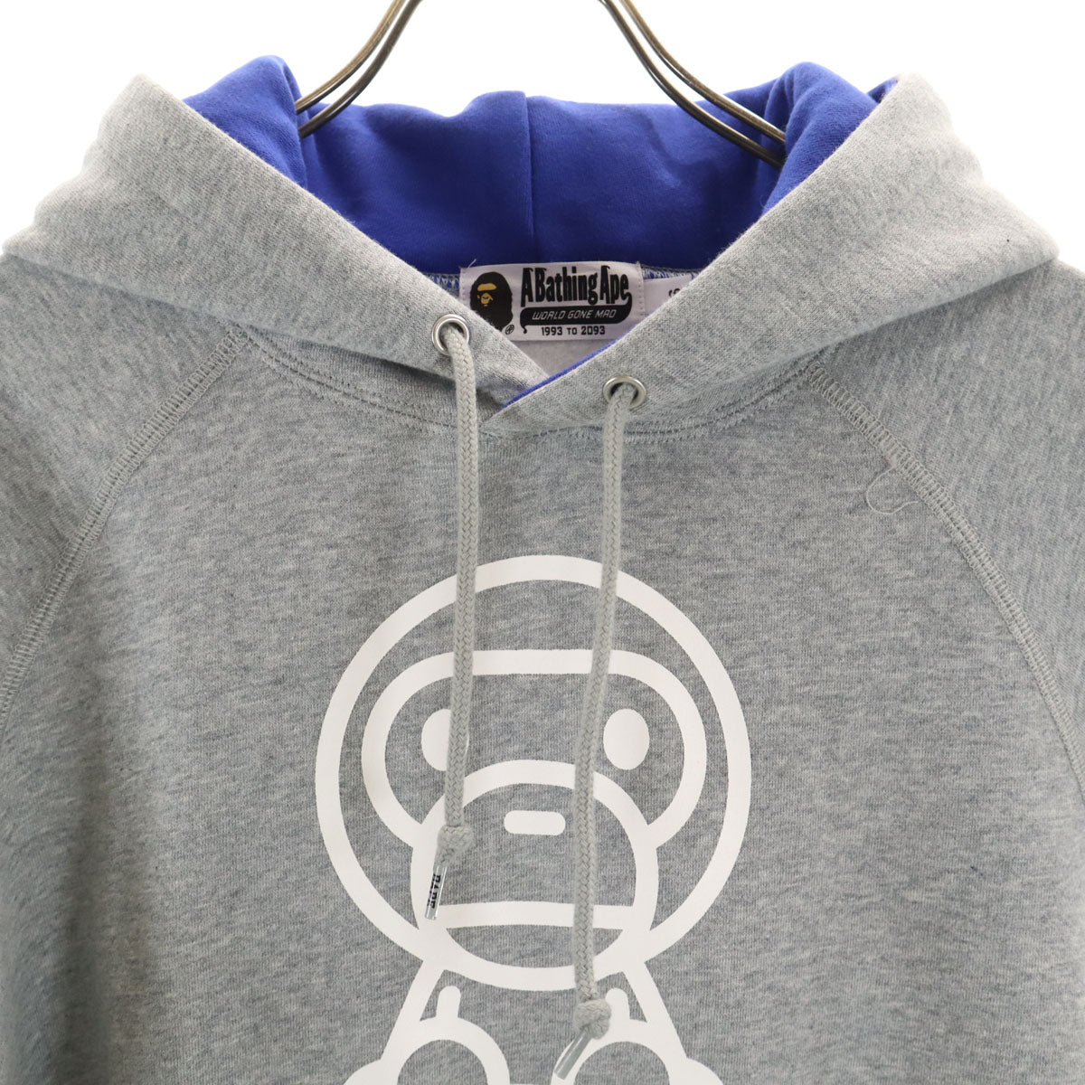 美品 A BATHING APE アベイシングエイプ ベビーマイロ 長袖 スウェットパーカー S グレー 裏起毛 メンズ