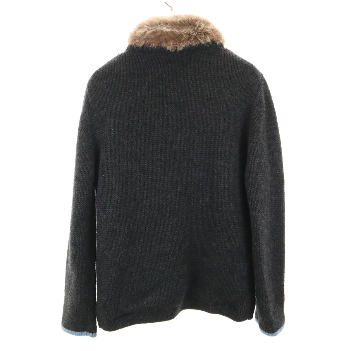 BURBERRY BLACK LABEL バーバリーブラックレーベル ラビットファー付き ニットジャケット 2 チャコールグレー 三陽商会 メンズ