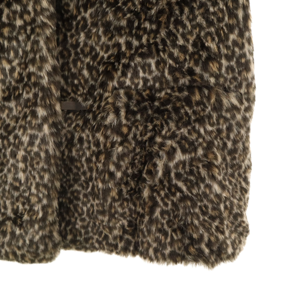 agnes b. アニエスベー 日本製 レオパード フェイクファー ジャケット 2 ベージュ ヒョウ柄 レディース