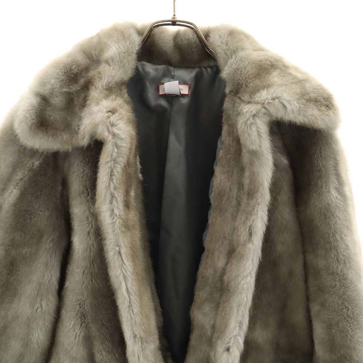 美品 MAX&CO マックスアンドコー ブルガリア製 フェイクファー ジャケット 42 グレー マックスマーラ レディース