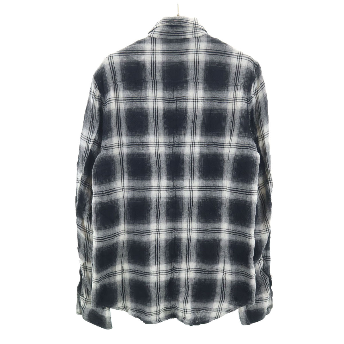 ATTACHMENT アタッチメント チェック柄 長袖 シワ加工 シャツ 1 ブラック メンズ