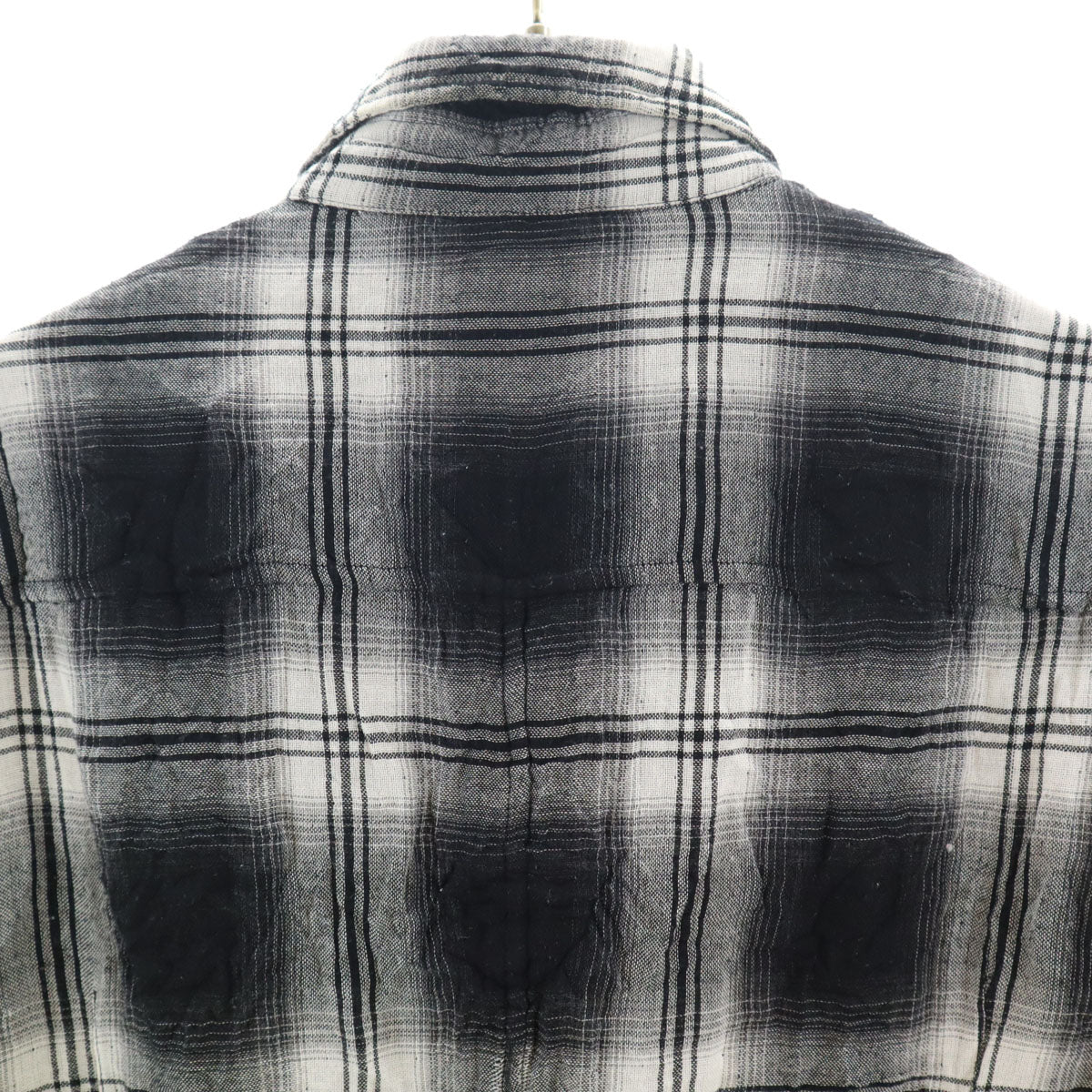 ATTACHMENT アタッチメント チェック柄 長袖 シワ加工 シャツ 1 ブラック メンズ