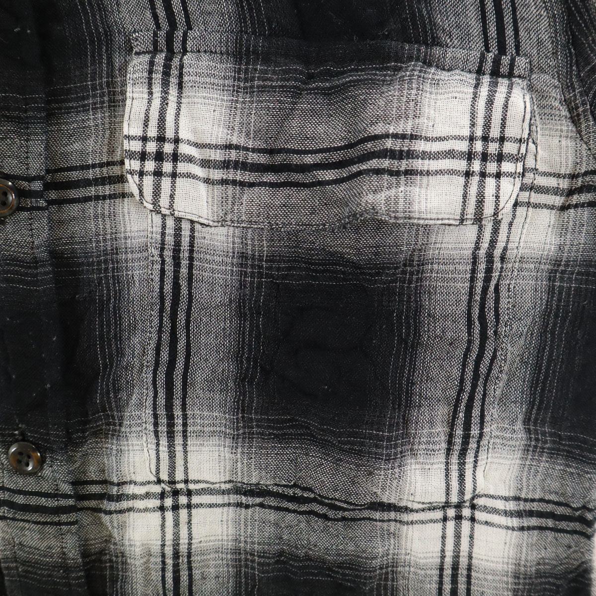 ATTACHMENT アタッチメント チェック柄 長袖 シワ加工 シャツ 1 ブラック メンズ