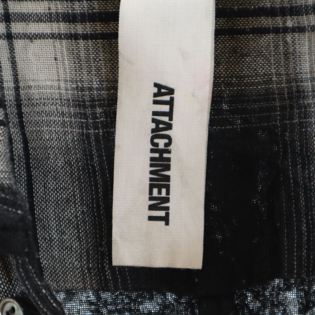 ATTACHMENT アタッチメント チェック柄 長袖 シワ加工 シャツ 1 ブラック メンズ