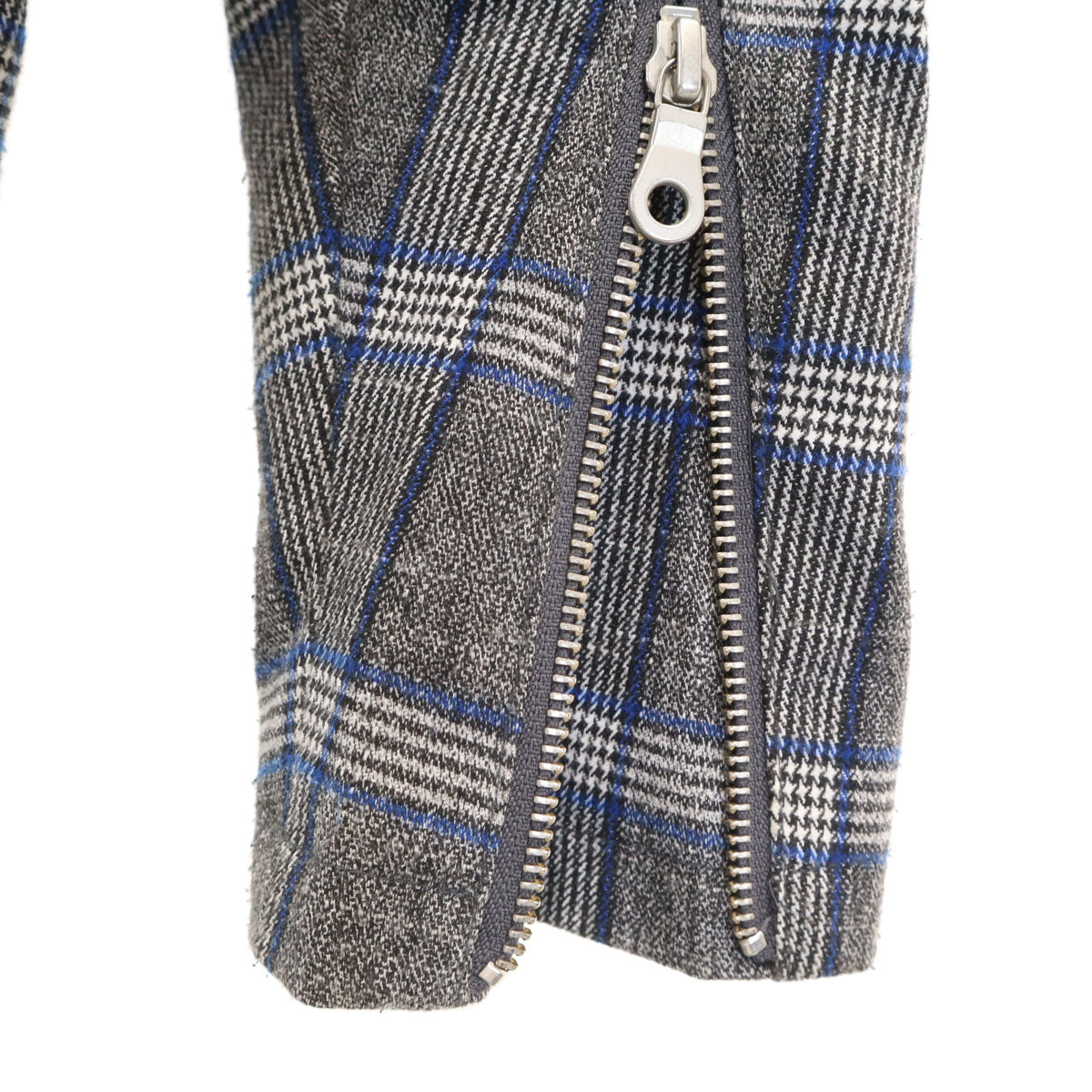 NO ID ノーアイディー グレンチェック ノーカラー ブルゾン 1 グレー ジャケット メンズ