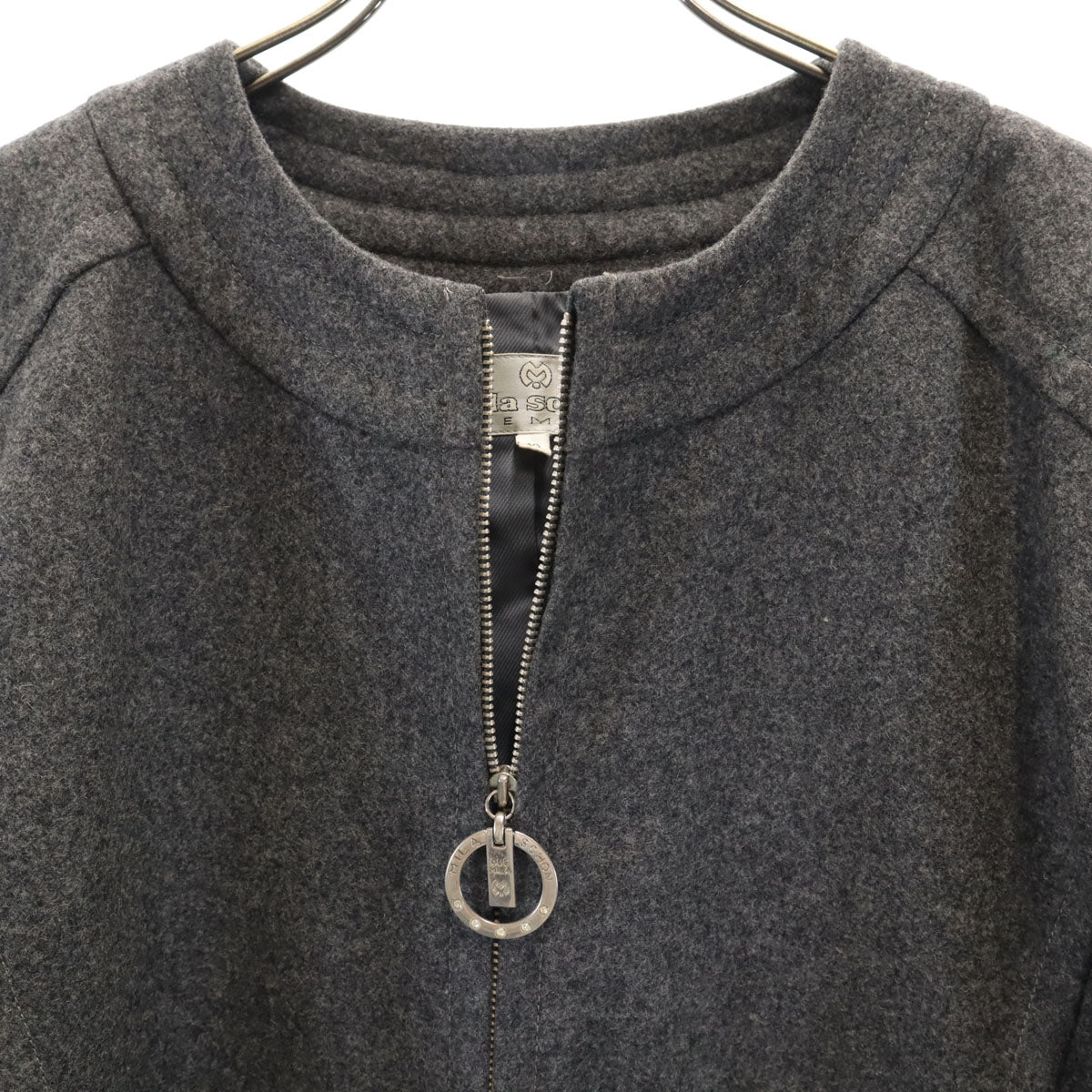 mila schon ミラショーン 日本製 ノーカラー ブルゾン 40 グレー ジャケット レディース