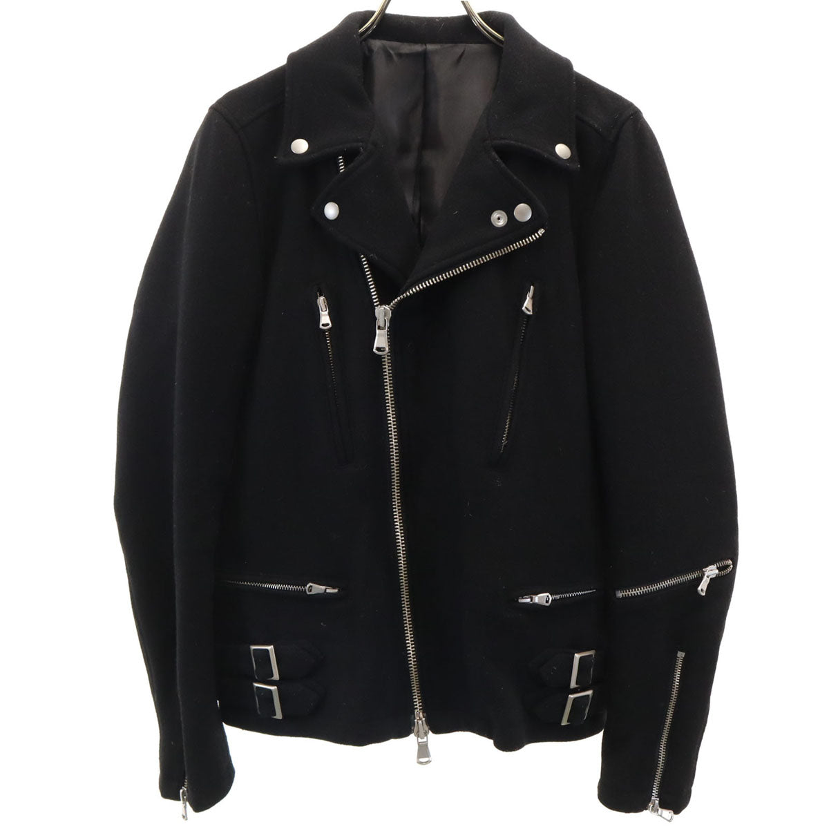 NO ID. BLACK ノーアイディーブラック メルトン ダブルライダースジャケット 1 ブラック メンズ