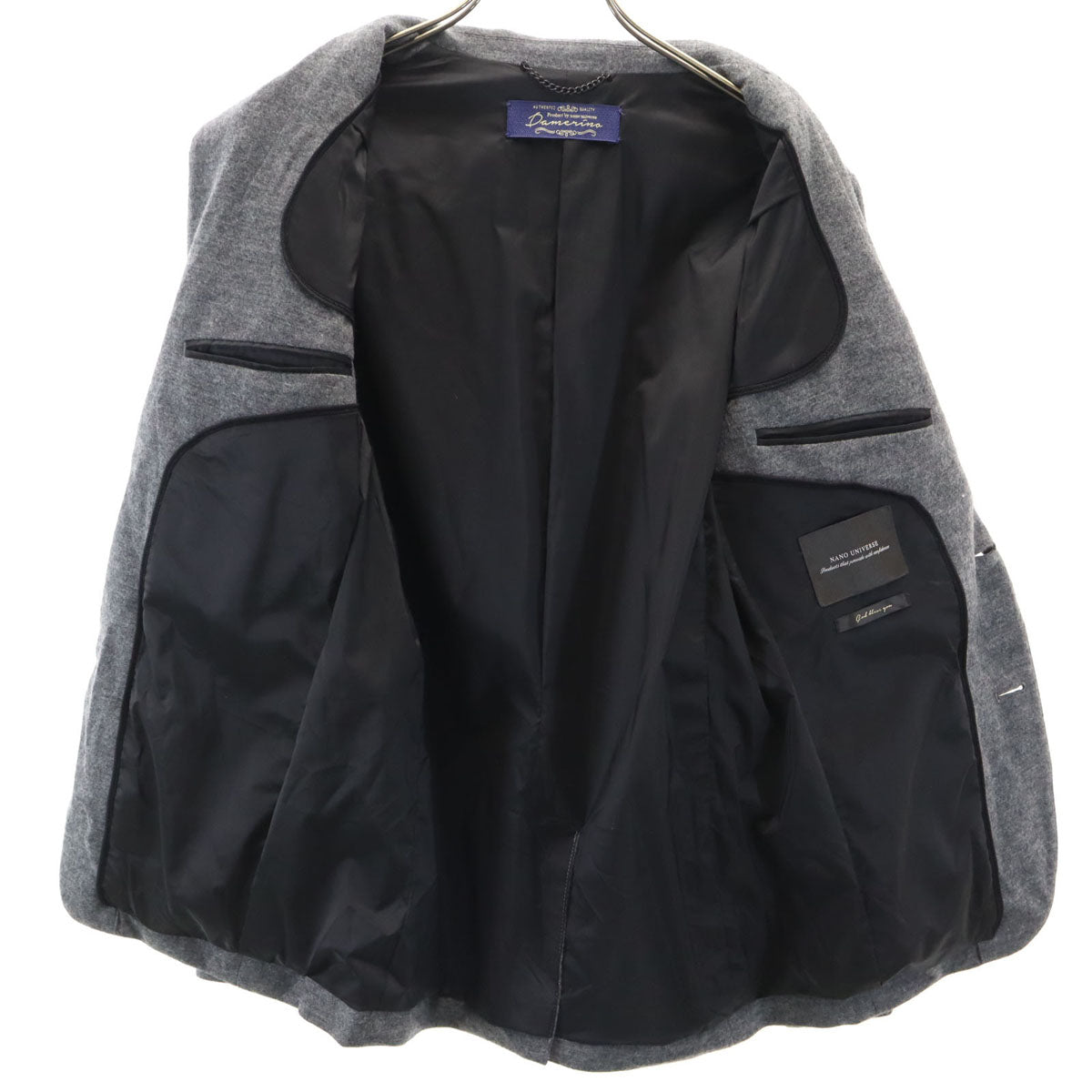 nano universe ナノユニバース テーラードジャケット S グレー メンズ
