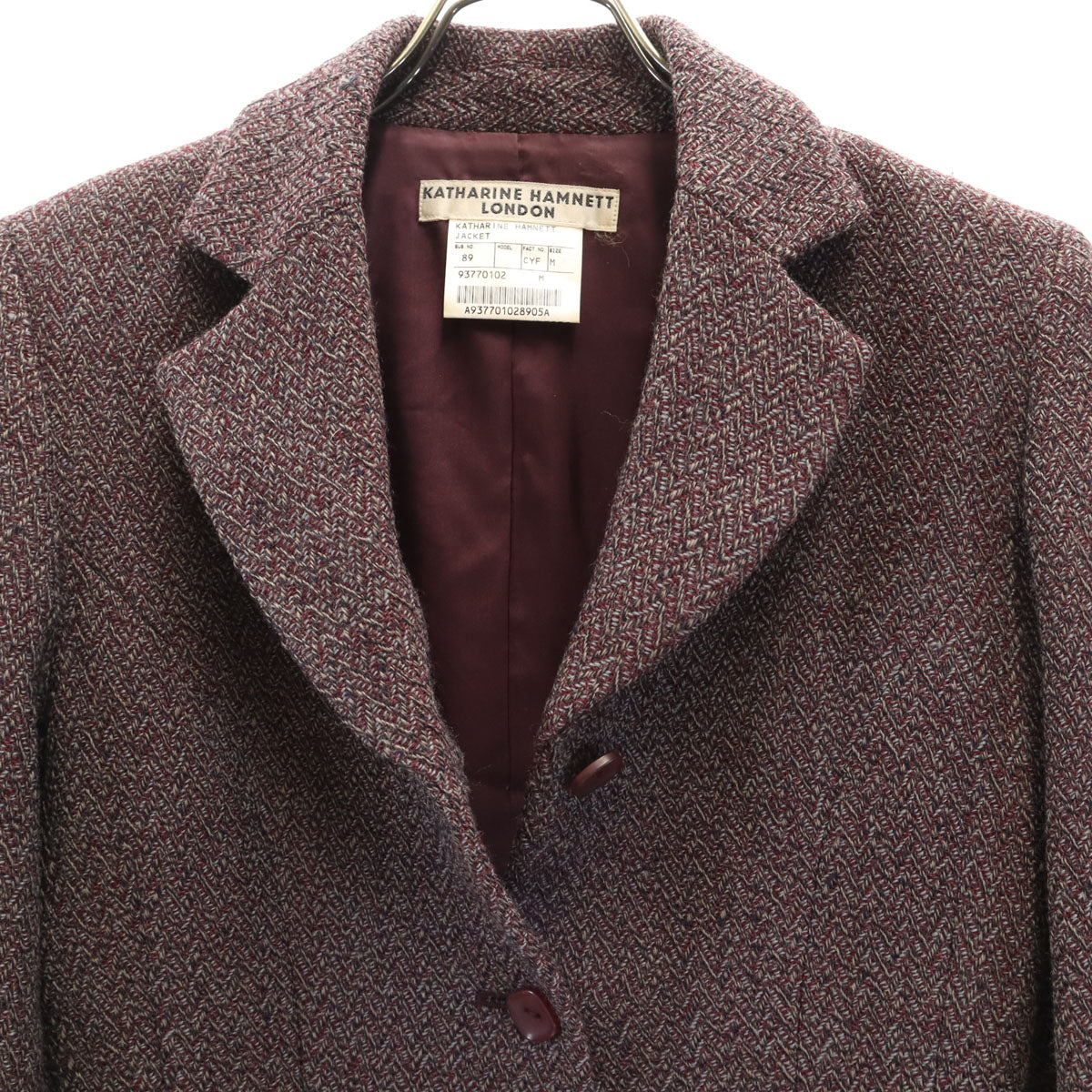 KATHARINE HAMNETT LONDON キャサリンハムネットロンドン 日本製 テーラードジャケット M ボルドー レディース