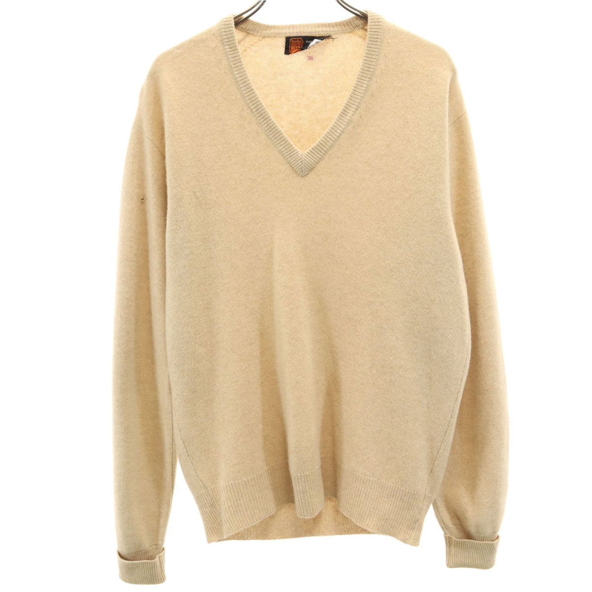 austin REED オースチン リード スコットランド製 カシミヤ100% 長袖 Vネック セーター 38 ベージュ ニット メンズ