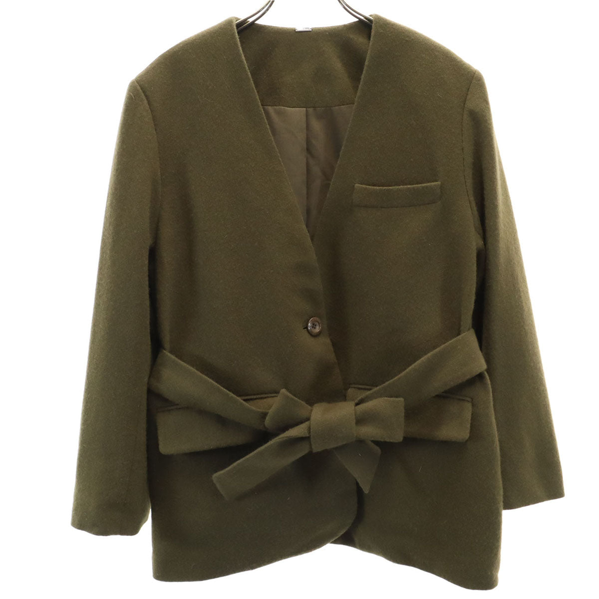 Mila Owen ミラオーウェン ノーカラージャケット 0 カーキ レディース