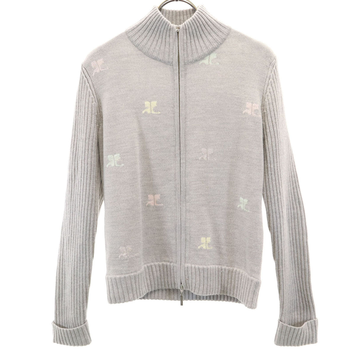courreges クレージュ 長袖 ジップアップ カーディガン 9R グレー レディース