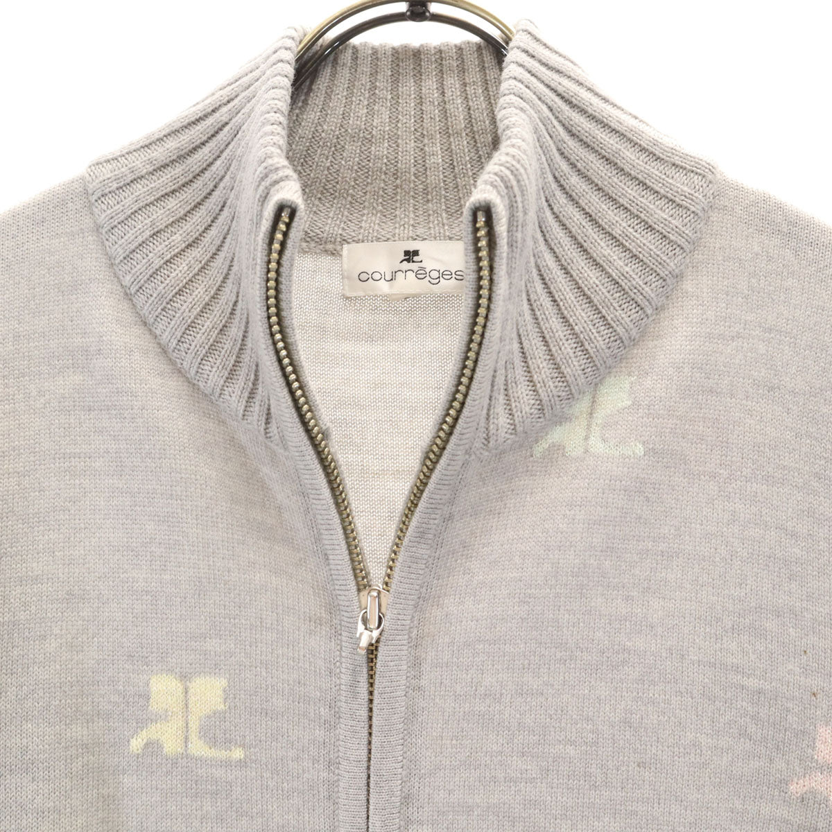 courreges クレージュ 長袖 ジップアップ カーディガン 9R グレー レディース