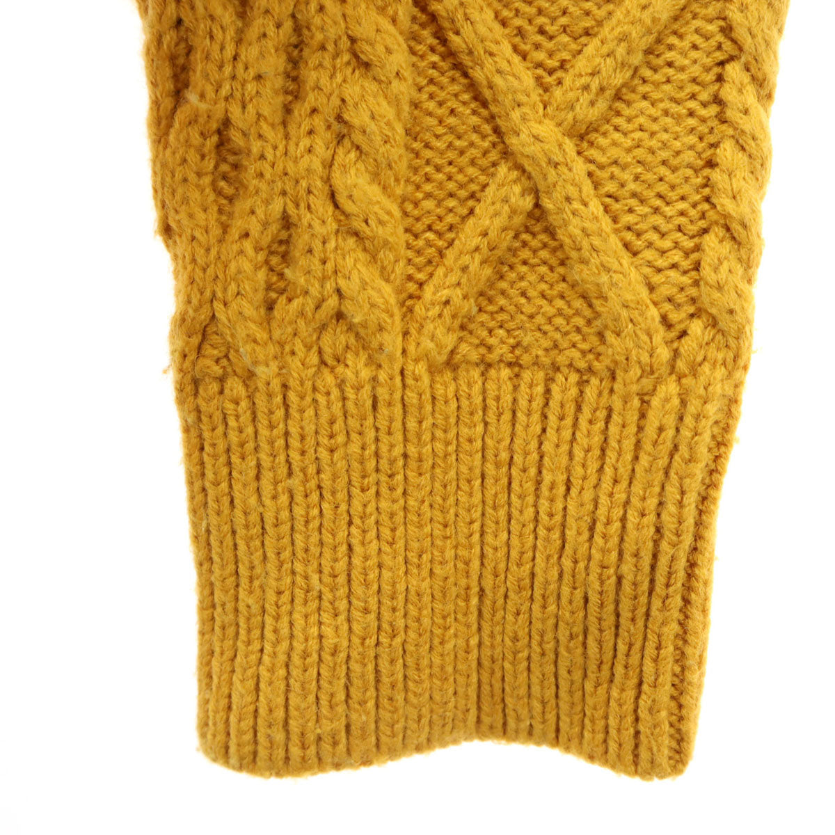 monkey time UNITED ARROWS モンキータイム ユナイテッドアローズ 長袖 Vネック アラン ニットカーディガン M マスタード メンズ