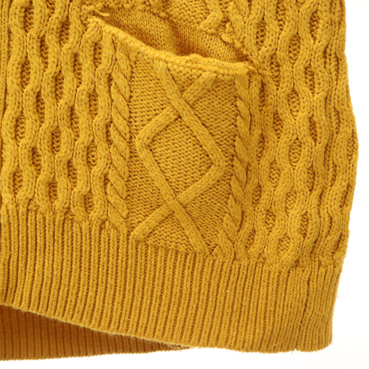 monkey time UNITED ARROWS モンキータイム ユナイテッドアローズ 長袖 Vネック アラン ニットカーディガン M マスタード メンズ