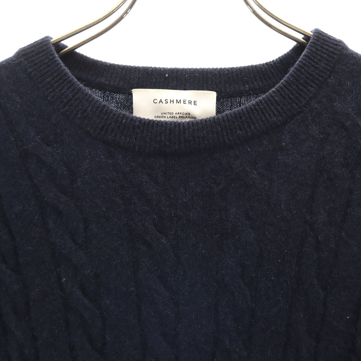UNITED ARROWS GREEN LABEL RELAXING ユナイテッドアローズ グリーンレーベルリラクシング カシミヤ100% 長袖 セーター M ネイビー ケーブルニット メンズ