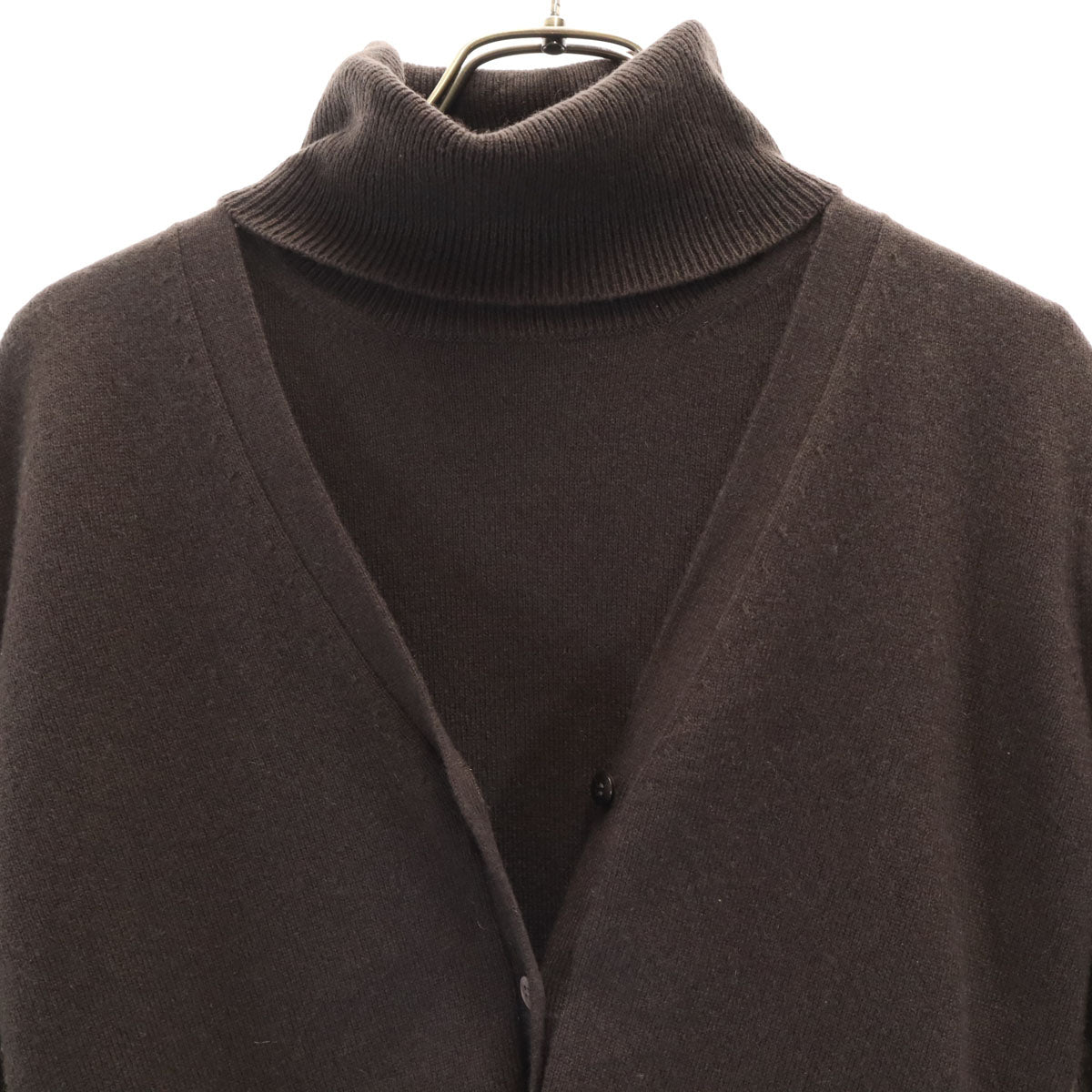 美品 ASPESI アスペジ 日本製 カシミヤ100% 長袖 ニットカーディガン 40 ブラウン アンサンブル セット レディース