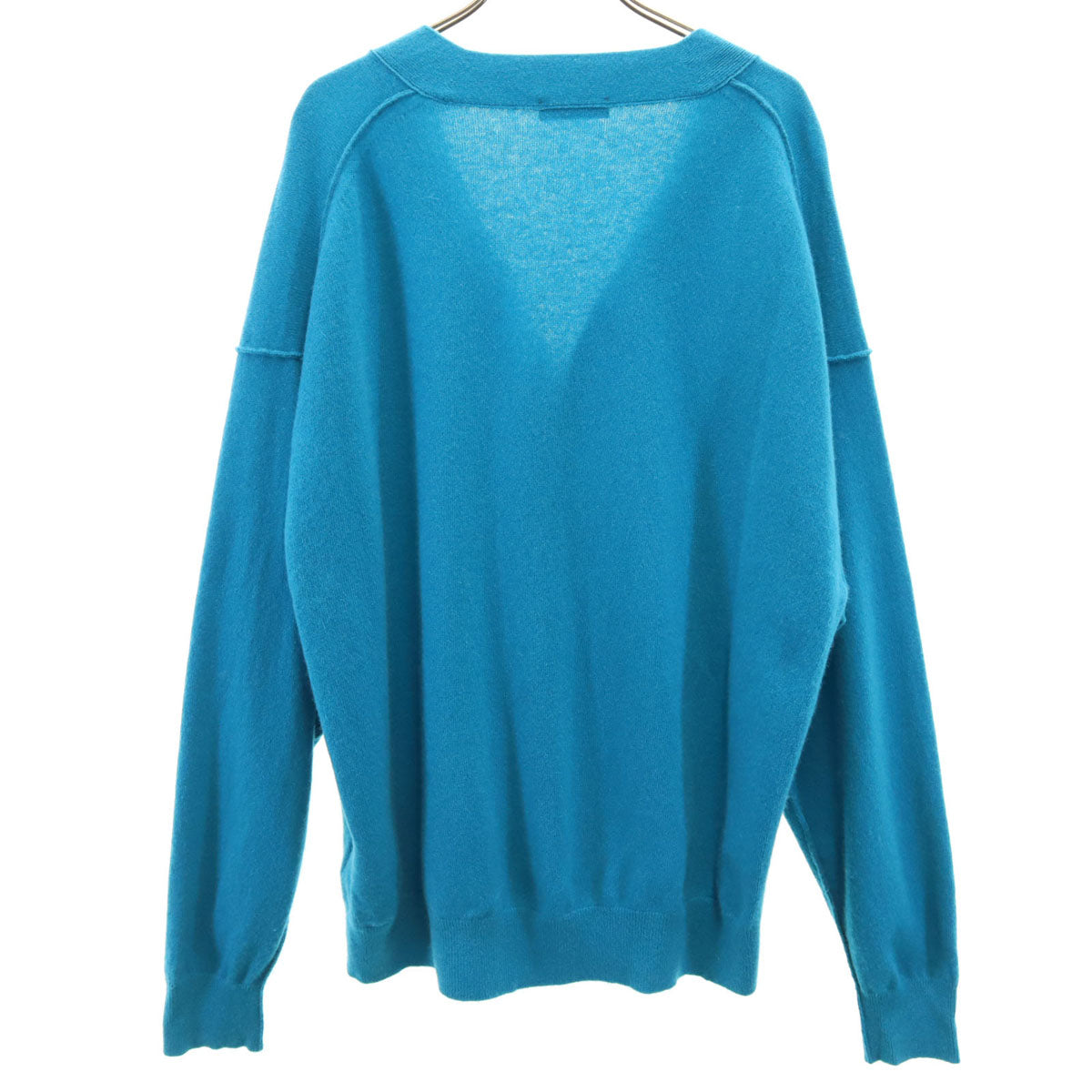 美品 BEAMS LIGHTS ビームスライツ カシミヤ100% 長袖 Vネック ニットカーディガン L 水色 メンズ