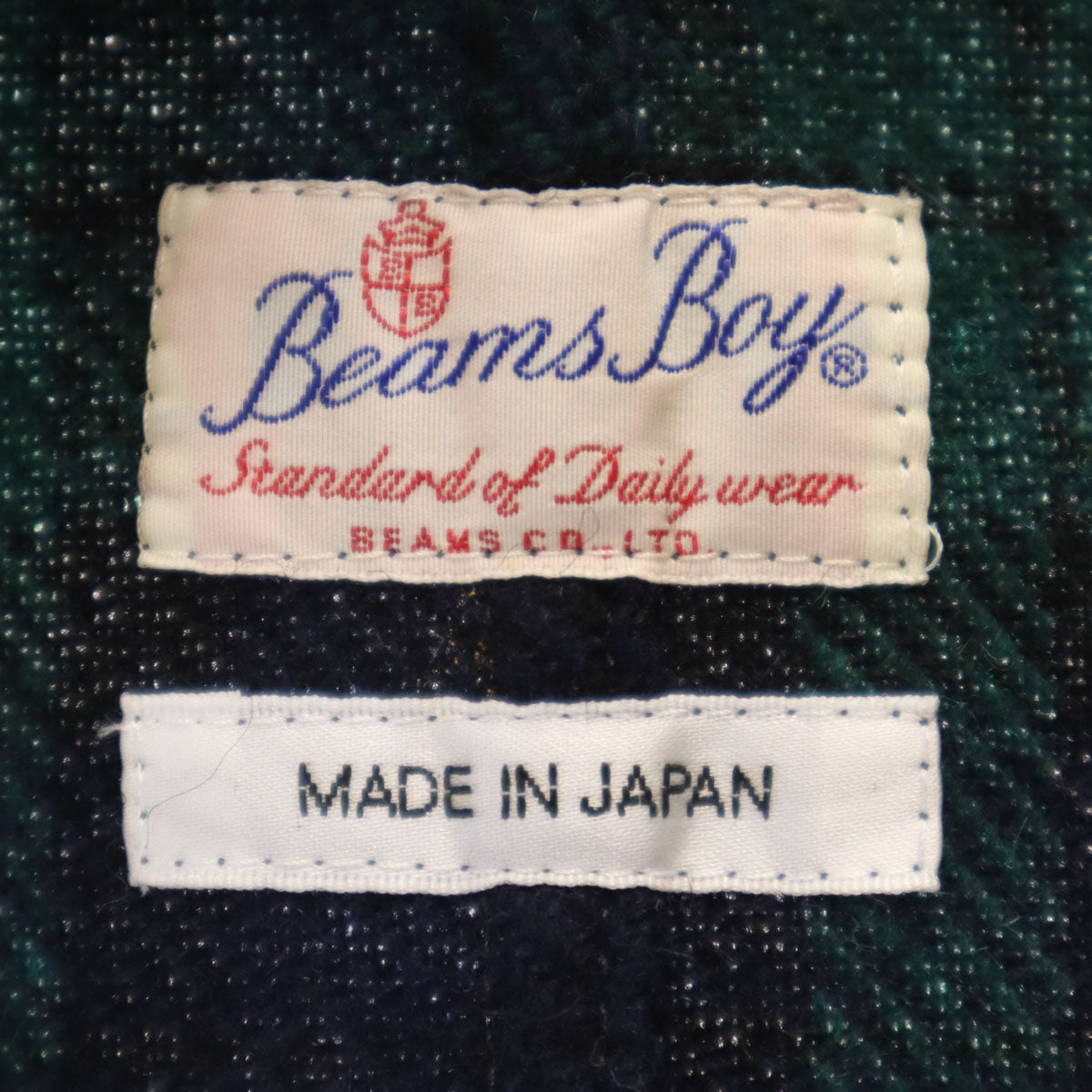 BEAMS BOY ビームスボーイ ブラックウォッチ チェック柄 ショールカラー ウールコート ネイビー レディース