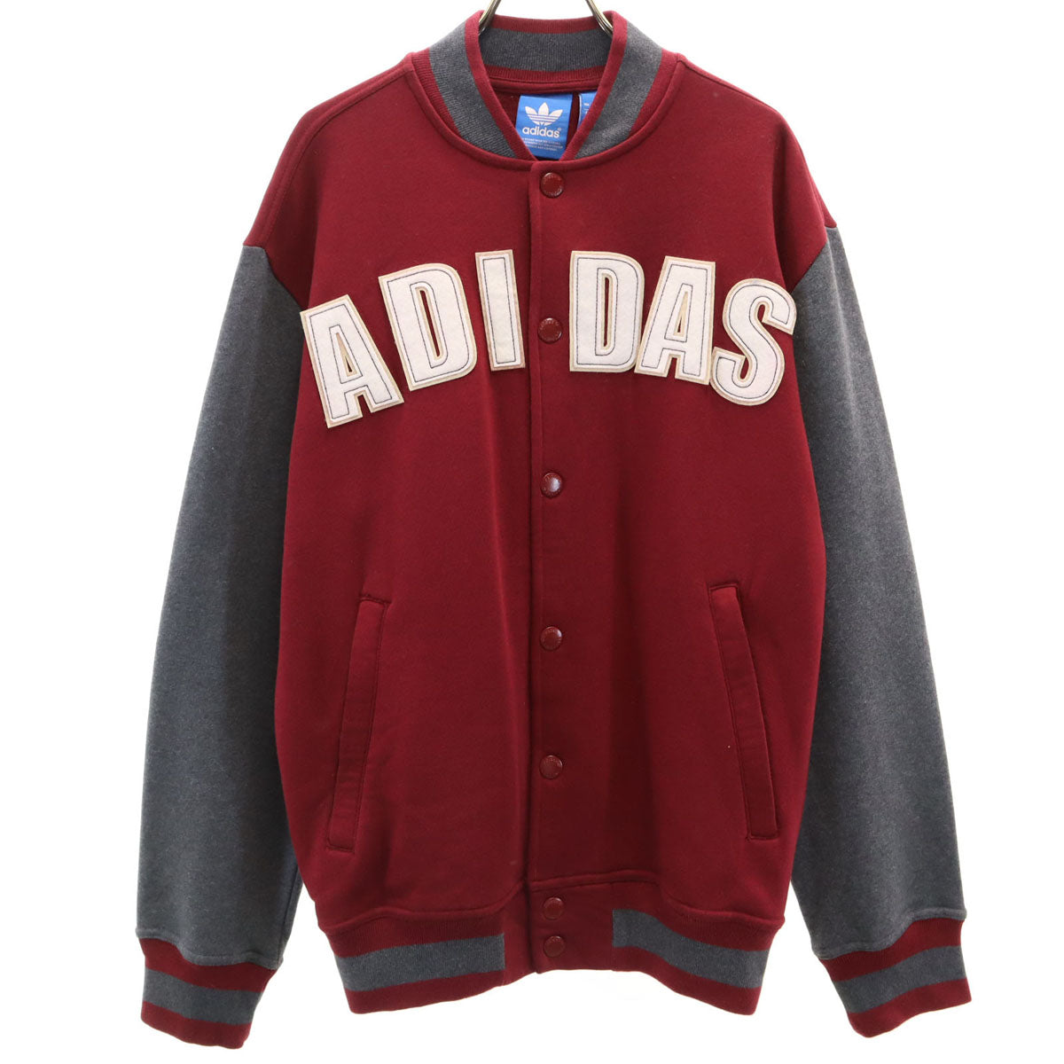美品 adidas Originals アディダスオリジナルス スウェット ベースボール ジャケット L ボルドー スタジャン メンズ
