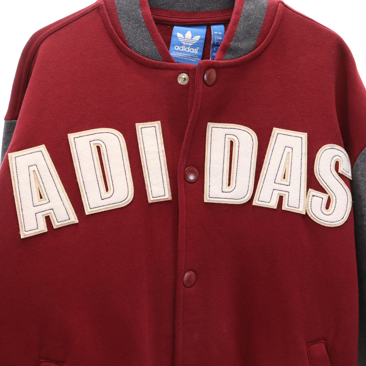 美品 adidas Originals アディダスオリジナルス スウェット ベースボール ジャケット L ボルドー スタジャン メンズ
