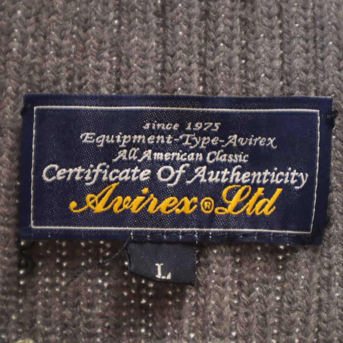 AVIREX アヴィレックス 長袖 切替 ラムレザー カーディガン L グレー ニット メンズ