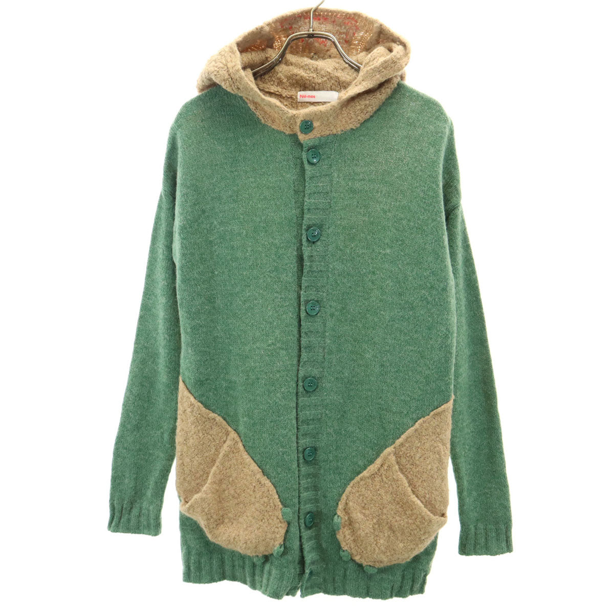 Ne-net ネネット 長袖 ニットカーディガン 2 グリーン系 メンズ