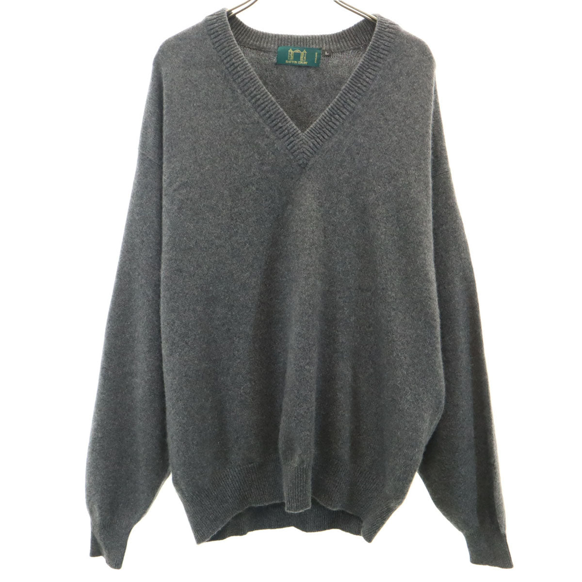 Hatton Court ハットンコート カシミヤ 長袖 Vネック セーター L グレー系 ニット メンズ