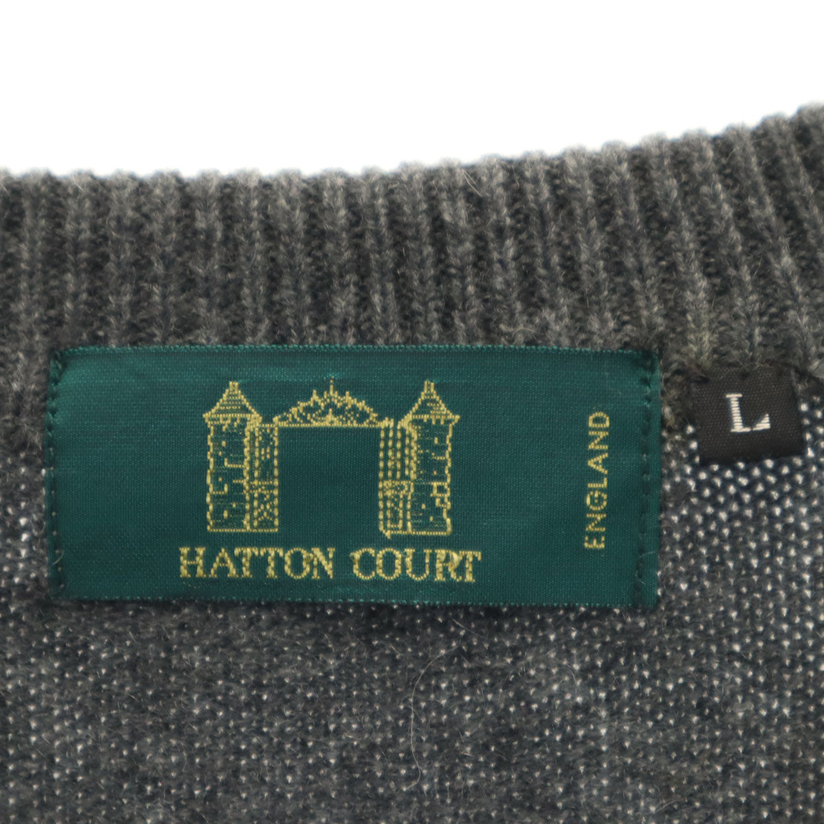 Hatton Court ハットンコート カシミヤ 長袖 Vネック セーター L グレー系 ニット メンズ