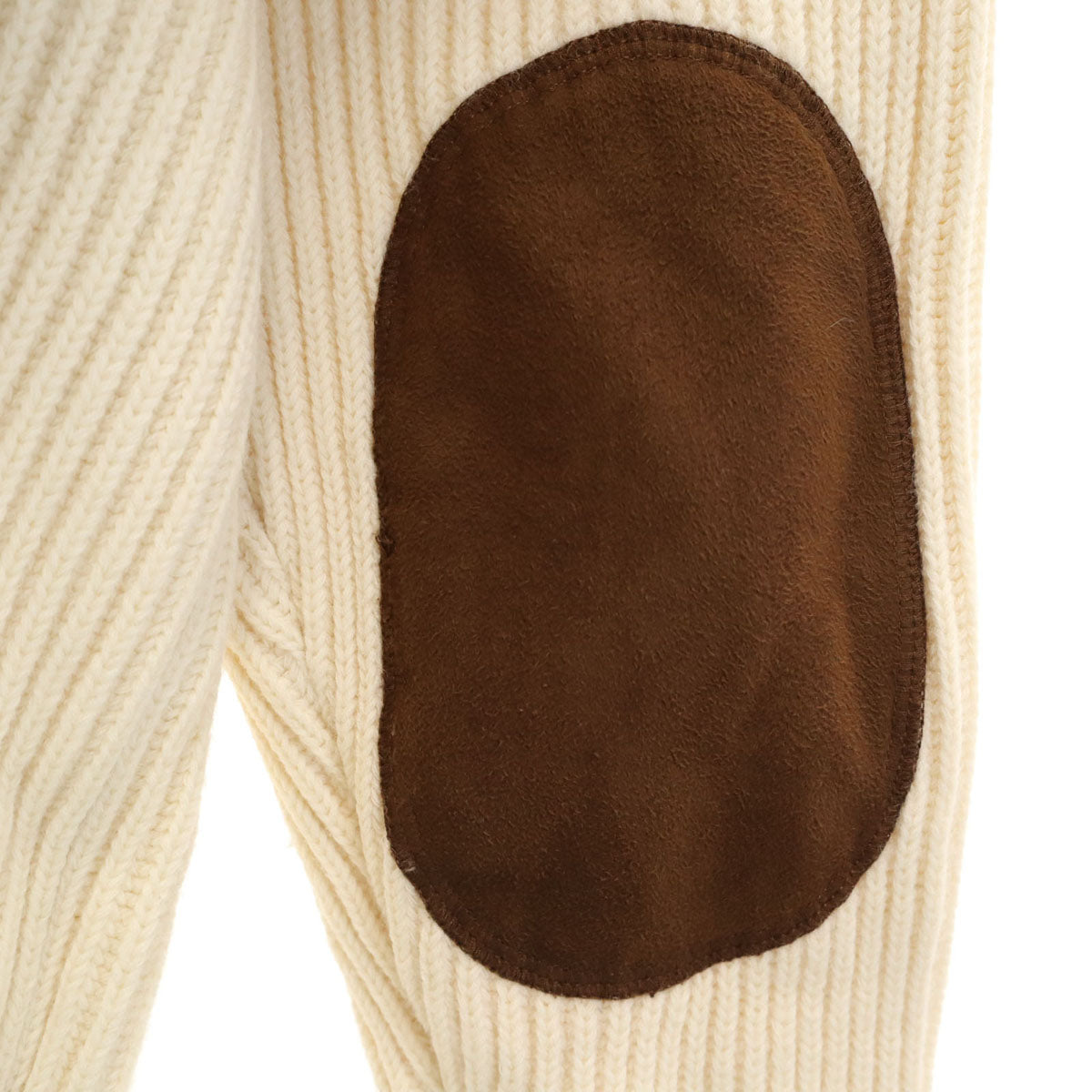 美品 BEAMS PLUS ビームスプラス 長袖 セーター S アイボリー ニット エルボーパッチ レディース