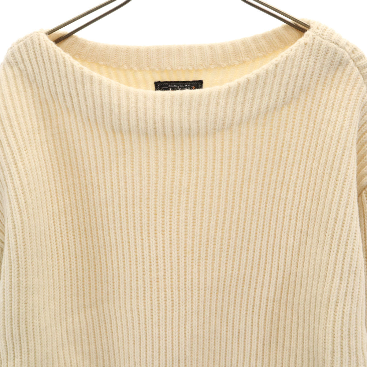 美品 BEAMS PLUS ビームスプラス 長袖 セーター S アイボリー ニット エルボーパッチ レディース