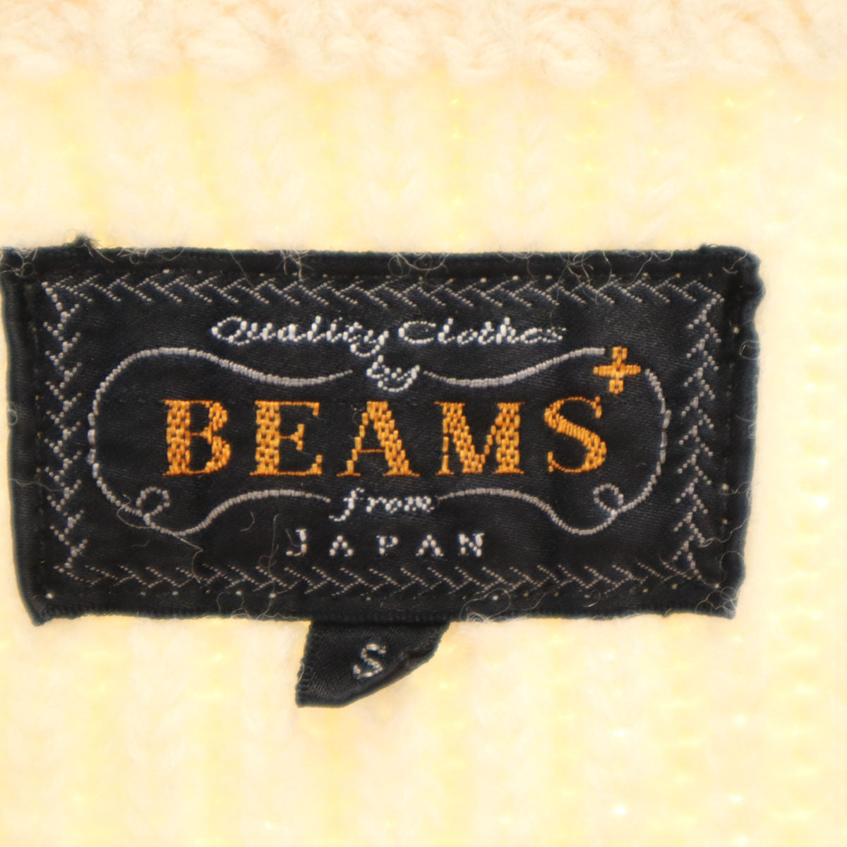 美品 BEAMS PLUS ビームスプラス 長袖 セーター S アイボリー ニット エルボーパッチ レディース