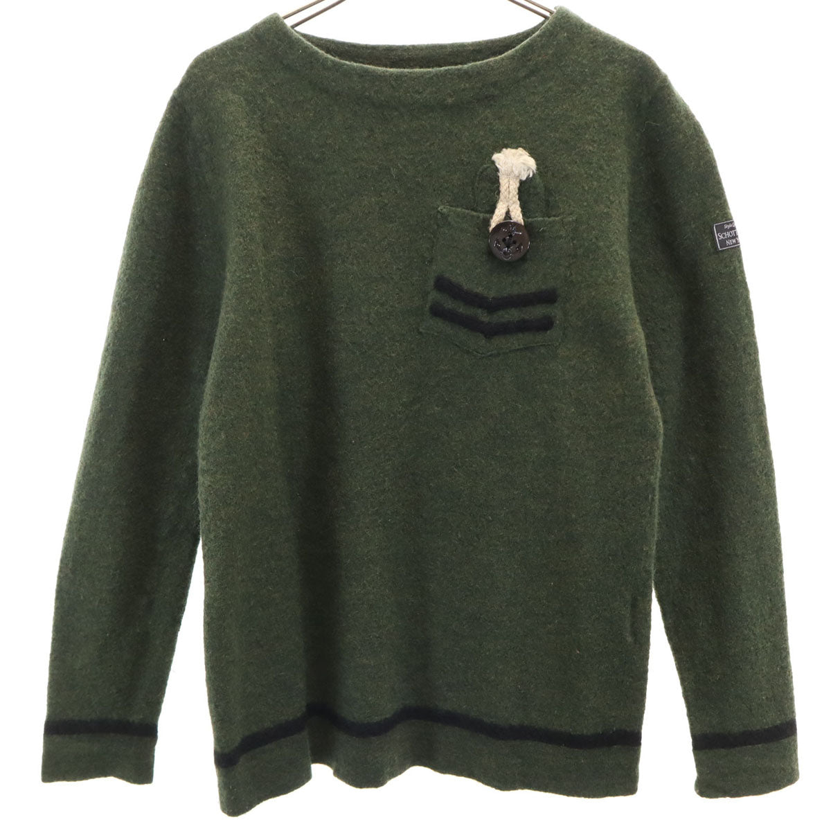 schott ショット 長袖 ニット M カーキ セーター メンズ