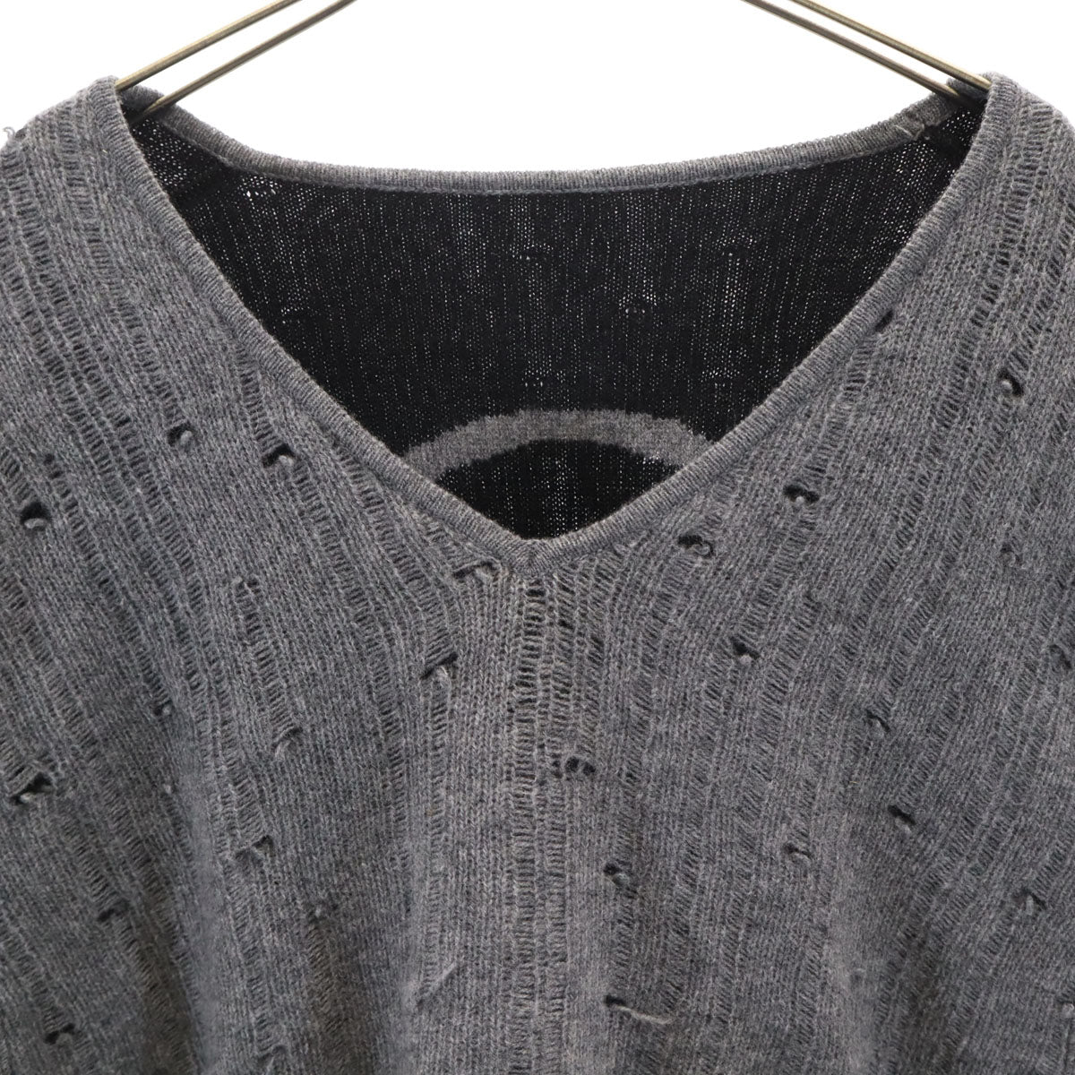 Lucien Pellat-Finet ルシアンペラフィネ イタリア製 バックスカル ニット ポンチョ グレー レディース