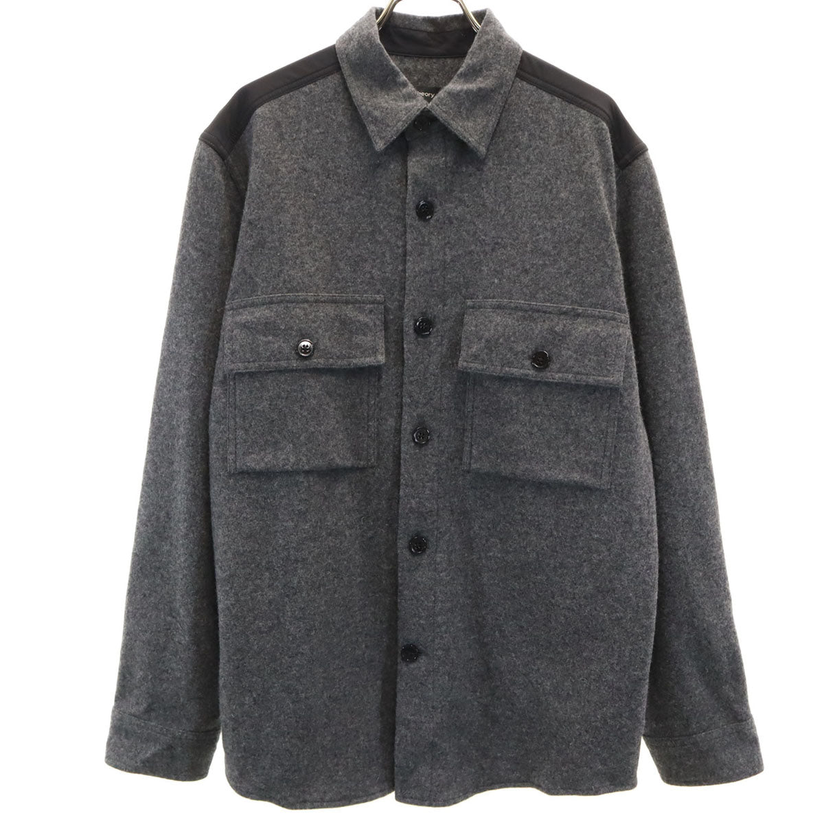 美品 theory セオリー ウールブレンド シャツジャケット S チャコールグレー メンズ