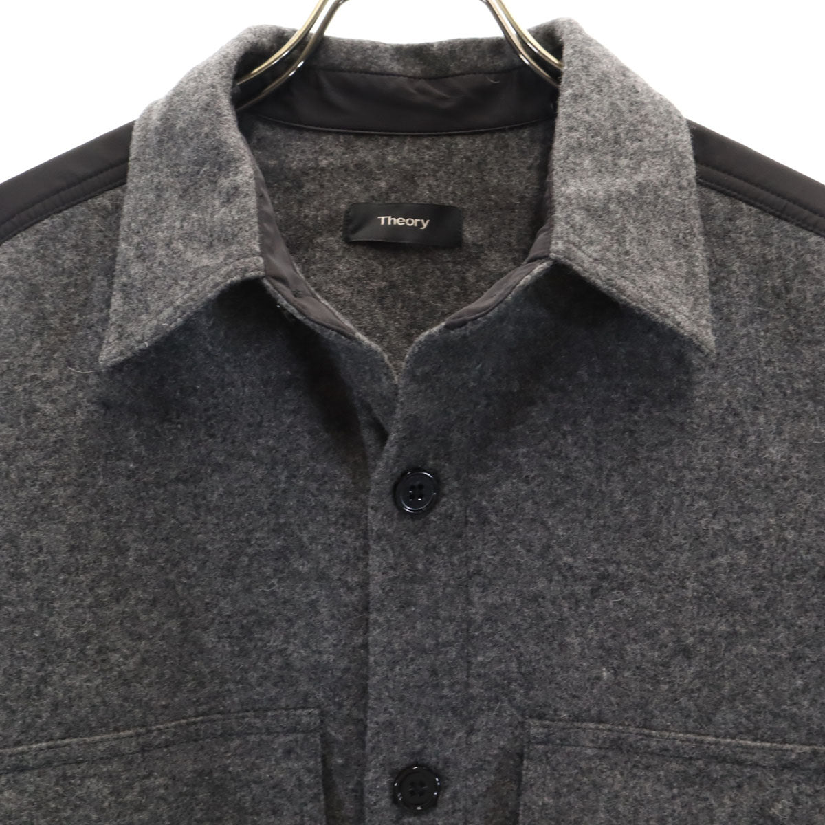 美品 theory セオリー ウールブレンド シャツジャケット S チャコールグレー メンズ