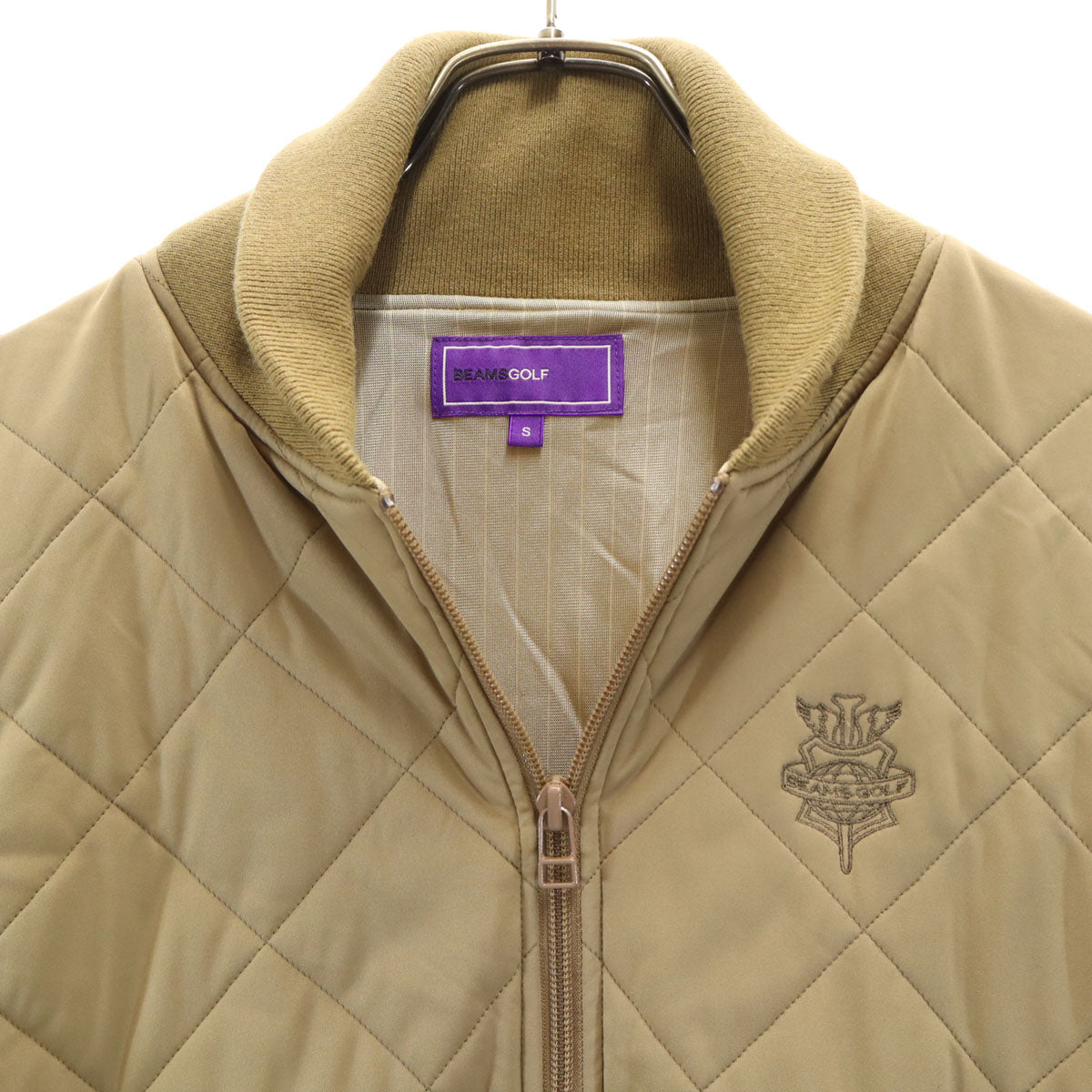 美品 BEAMS GOLF ビームスゴルフ キルティングジャケット S アッシュベージュ 中綿 メンズ