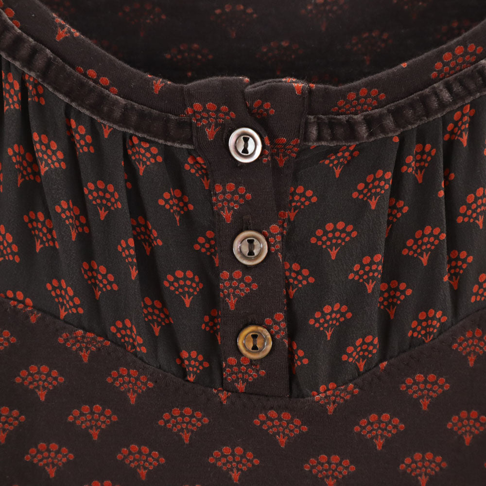 WEEKEND MaxMara ウィークエンドマックスマーラ 総柄 長袖 ヘンリーネック カットソー L ブラウン レディース