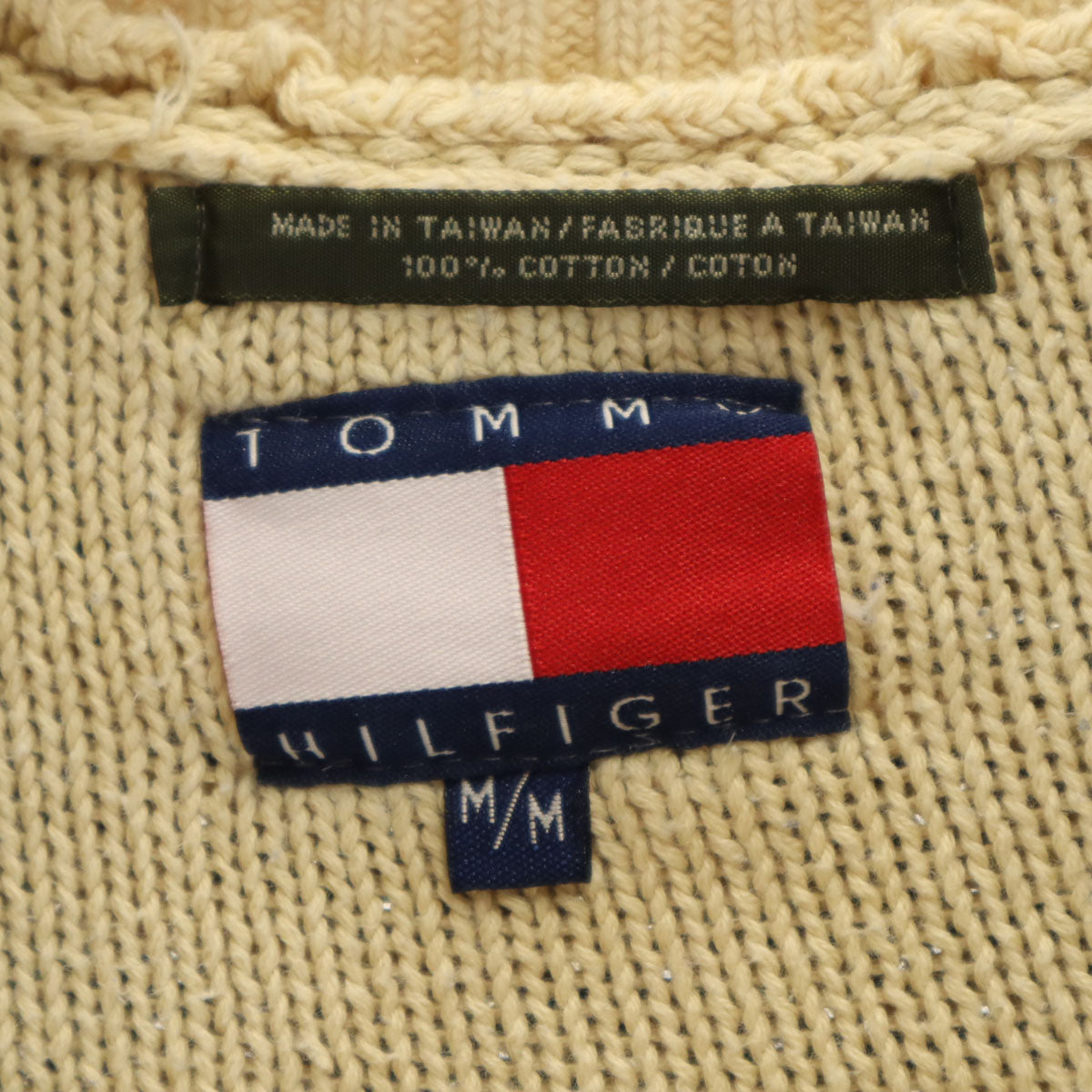 TOMMY HILFIGER トミーヒルフィガー 90s オールド 総柄 長袖 セーター M ベージュ ニット レディース