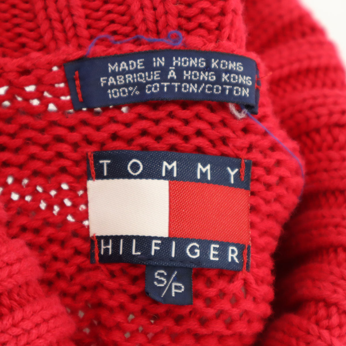 TOMMY HILFIGER トミーヒルフィガー 90s オールド Hロゴ 長袖 タートルネック セーター S レッド ニット メンズ