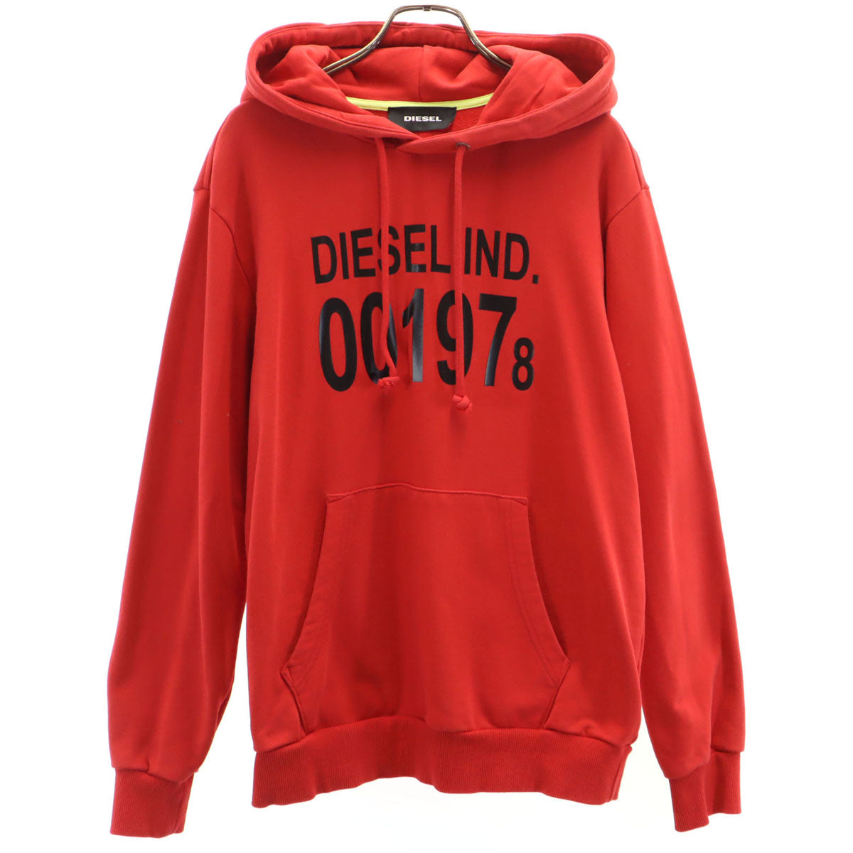 美品 DIESEL ディーゼル ブルガリア製 長袖 スウェットパーカー S レッド メンズ