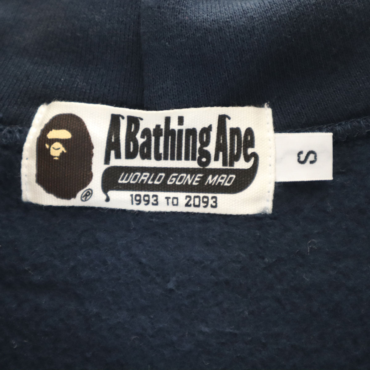 A BATHING APE アベイシングエイプ 長袖 スウェット ジップパーカー S ネイビー 裏起毛 メンズ