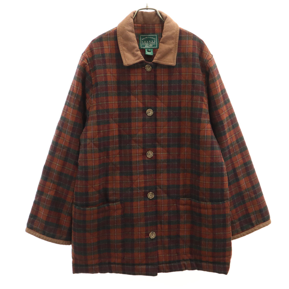 LAUREN RALPH LAUREN ローレンラルフローレン チェック柄 キルティングコート S ブラウン レディース