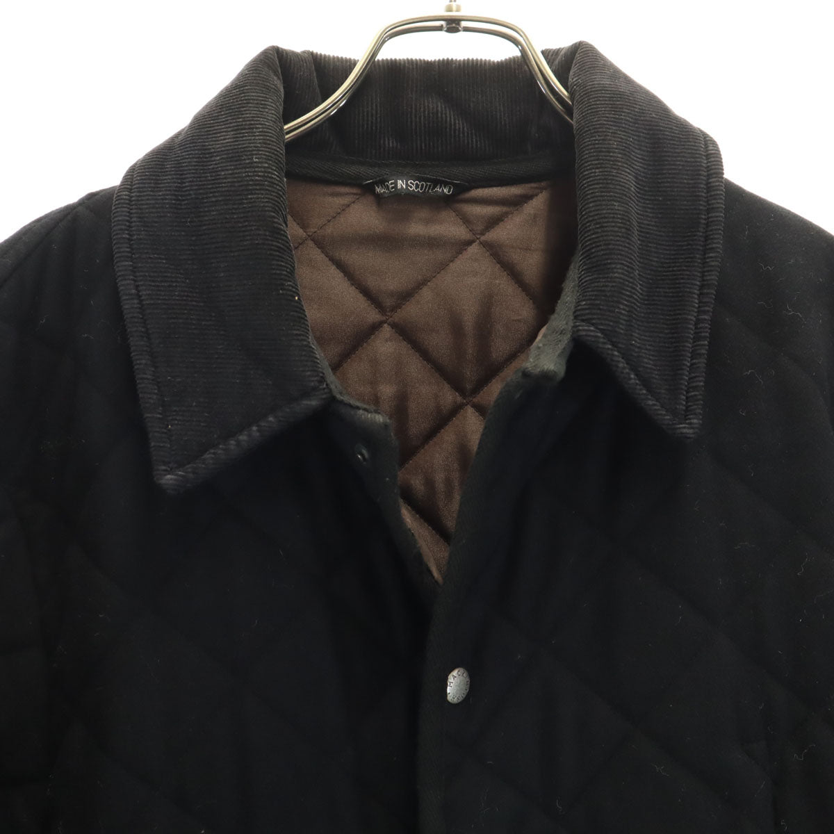 Mackintosh マッキントッシュ SHIPS シップス別注 キルティングジャケット XL ブラック 襟コーデュロイ メンズ