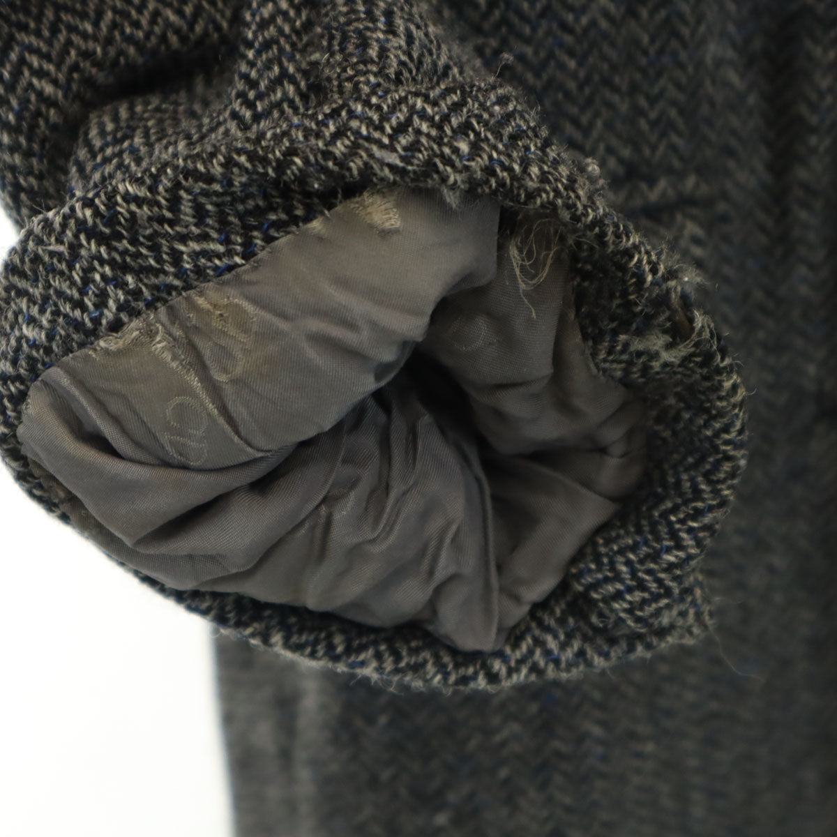 Christian Dior クリスチャンディオール 90s ウール オールド ヘリンボーン柄 テーラードジャケット BE-5 グレー メンズ