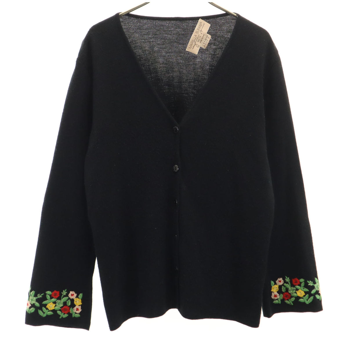 MARIELLA BURANI マリエラブラーニ イタリア製 長袖 ニットカーディガン USA14 ブラック レディース