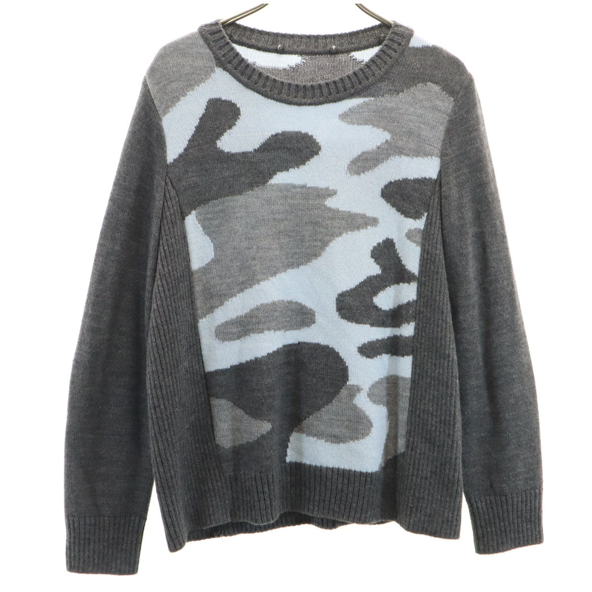 Leilian レリアン 日本製 ウールブレンド 長袖 セーター 13 グレー ニット レディース