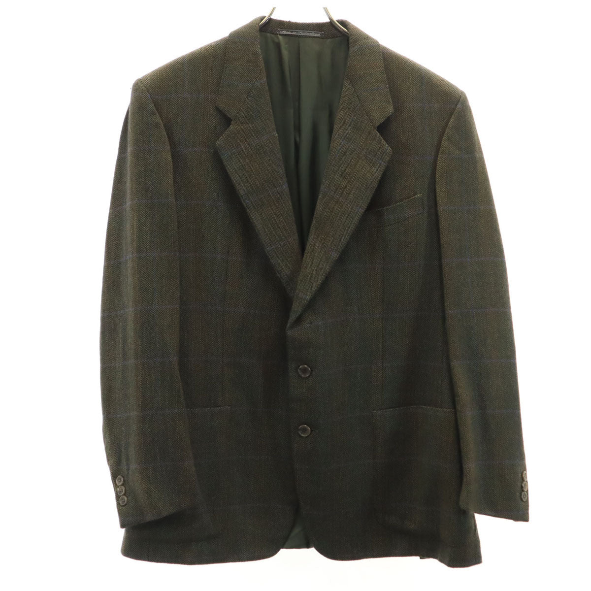 Ermenegildo Zegna エルメネジルドゼニア ヘリンボーン柄 テーラードジャケット 52 グリーン系 メンズ