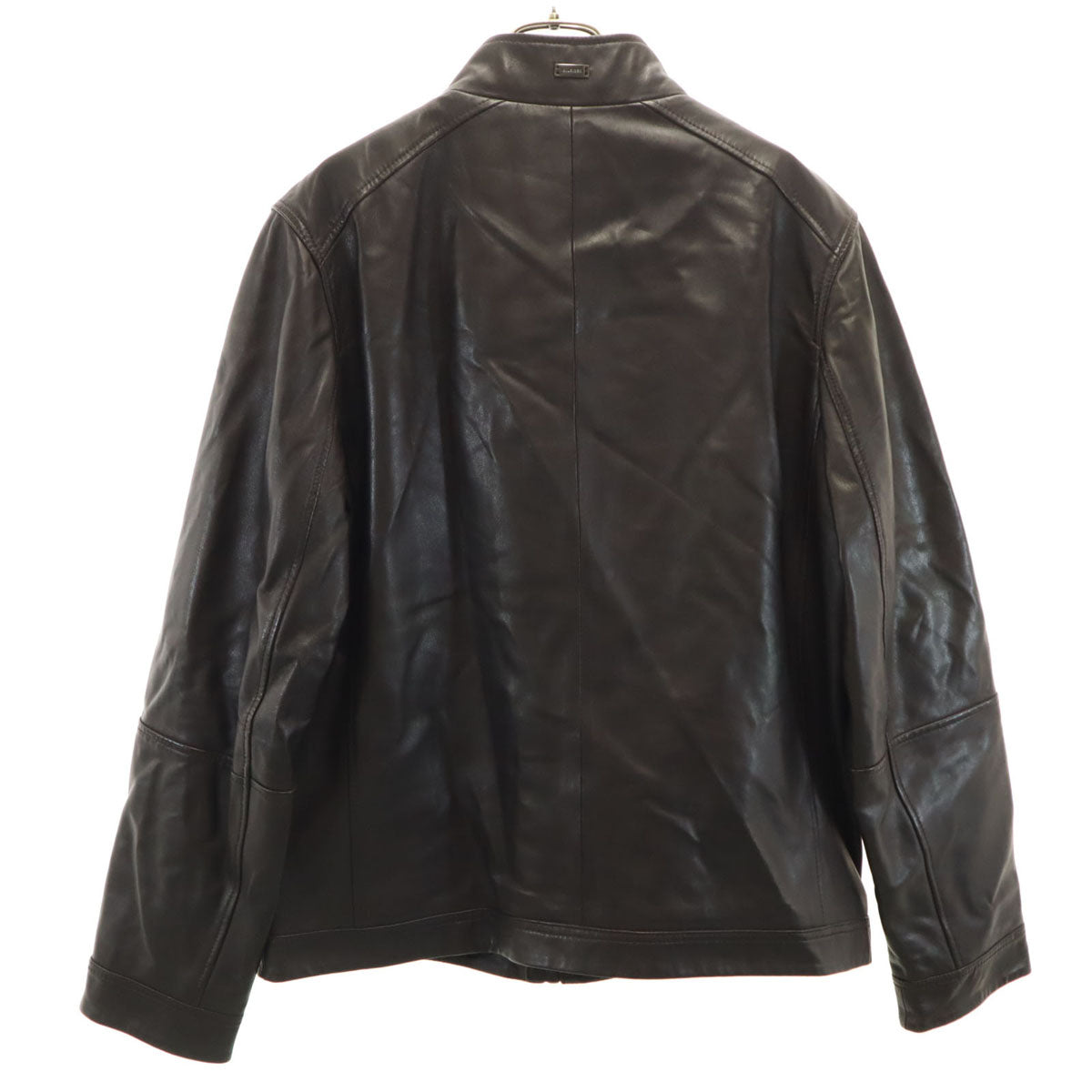 未使用 TOMMY HILFIGER トミーヒルフィガー レザー シングルライダースジャケット 52 ブラウン メンズ